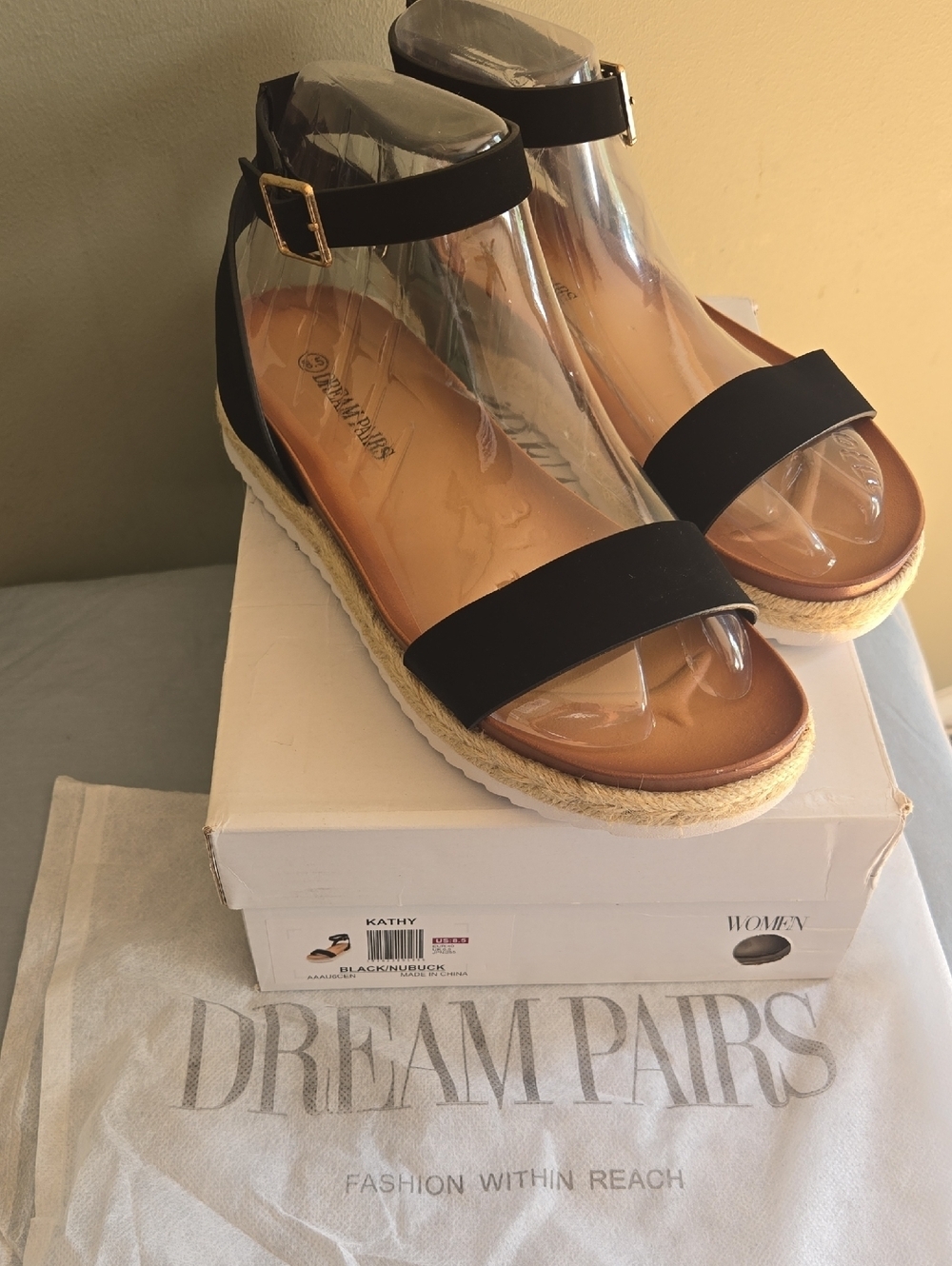 Dream Pairs Black Espadrille Ankle-Strap  Sandals Sz 8.5